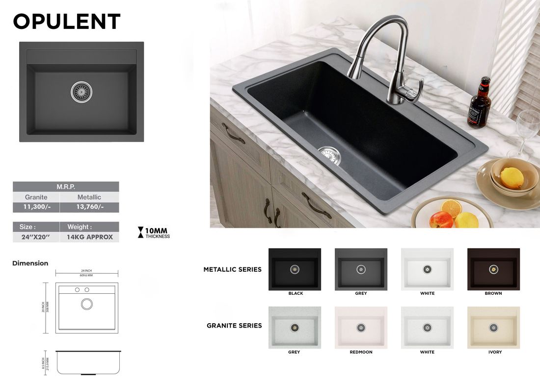 Opulent quartz kitchen sink