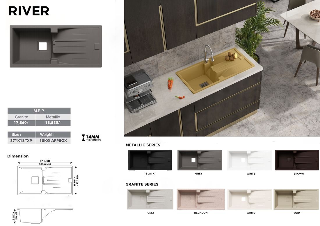 River quartz kitchen sink