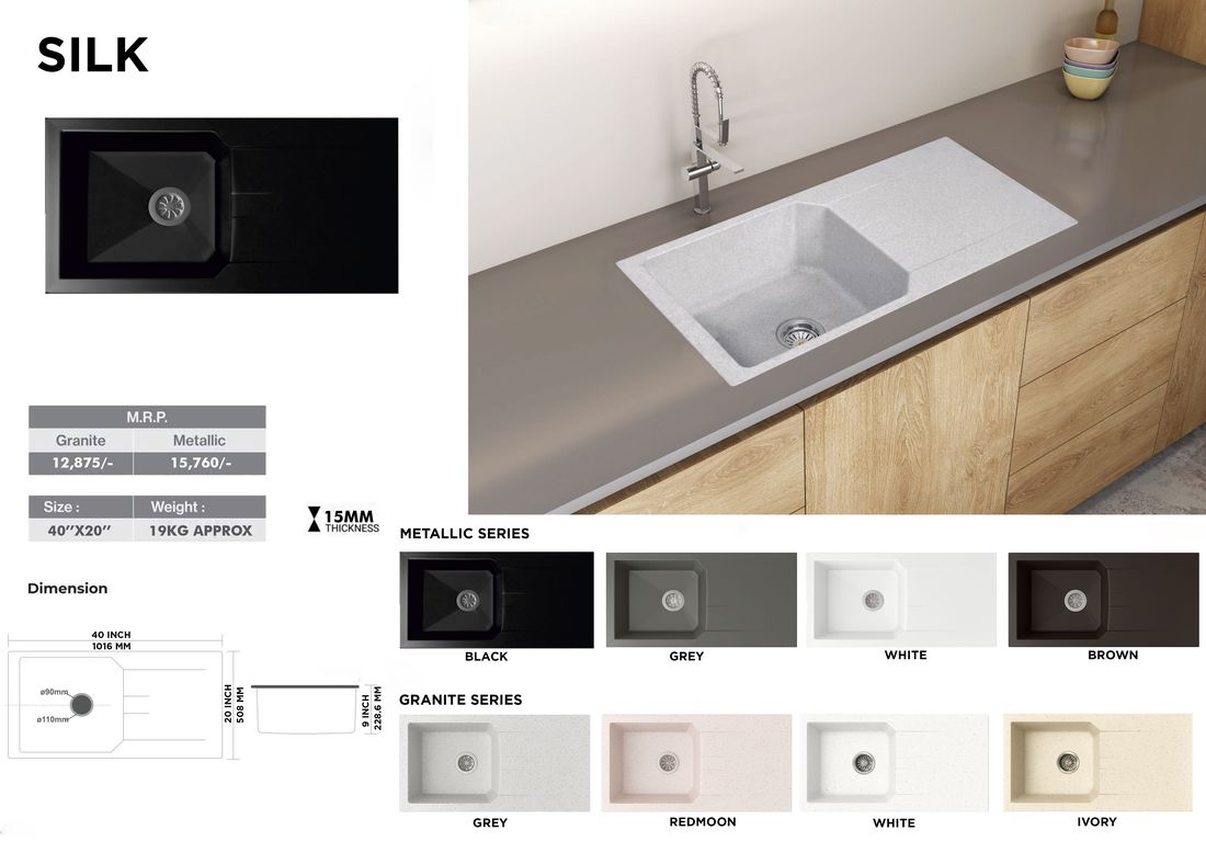 Silk quartz kitchen sink