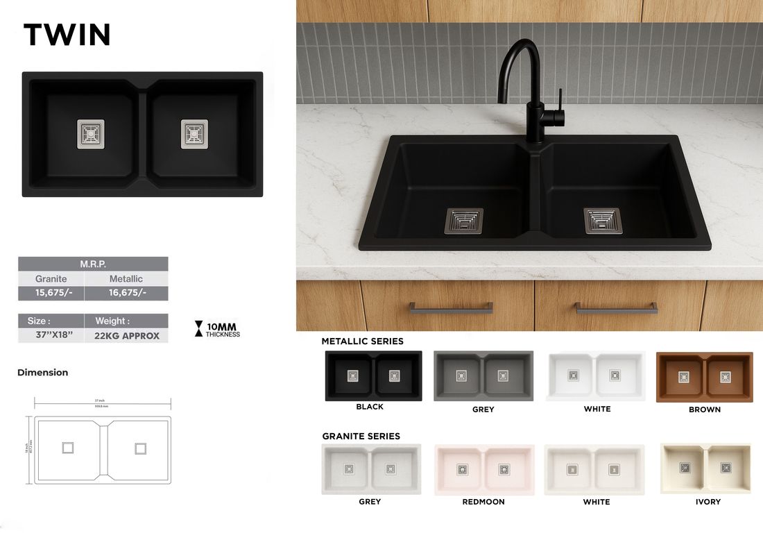 Twin quartz sink